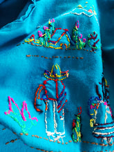 Cargar imagen en el visor de la galería, 1940s 1950s - Gorgeous Blue Embroidered Mexican Souvenir Jacket