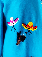 Cargar imagen en el visor de la galería, 1940s 1950s - Gorgeous Blue Embroidered Mexican Souvenir Jacket