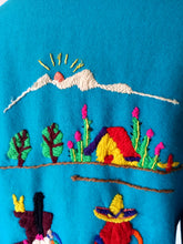 Cargar imagen en el visor de la galería, 1940s 1950s - Gorgeous Blue Embroidered Mexican Souvenir Jacket
