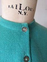 Cargar imagen en el visor de la galería, 1950s - PRINGLE, Scotland - Turquoise Cashmere Cardigan