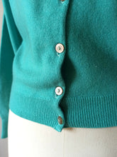 Cargar imagen en el visor de la galería, 1950s - PRINGLE, Scotland - Turquoise Cashmere Cardigan