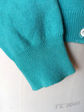 Cargar imagen en el visor de la galería, 1950s - PRINGLE, Scotland - Turquoise Cashmere Cardigan