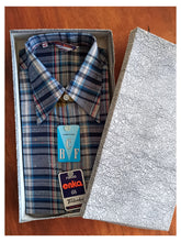 Cargar imagen en el visor de la galería, 1960s - BCF, Barcelona - Deadstock Navy Blue Plaid Shirt - Sz M/L