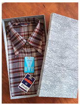 Cargar imagen en el visor de la galería, 1960s - BCF, Barcelona - Deadstock Dark Brown Plaid Shirt - Sz M/L
