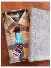 Cargar imagen en el visor de la galería, 1960s - BCF, Barcelona - Deadstock Brown Plaid Shirt - Sz M/L