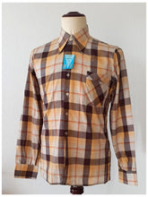 Cargar imagen en el visor de la galería, 1960s - BCF, Barcelona - Deadstock Brown Plaid Shirt - Sz M/L