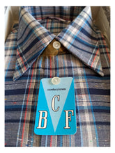Cargar imagen en el visor de la galería, 1960s - BCF, Barcelona - Deadstock Navy Blue Plaid Shirt - Sz M/L