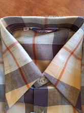 Cargar imagen en el visor de la galería, 1960s - BCF, Barcelona - Deadstock Brown Plaid Shirt - Sz M/L