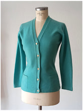 Load image into Gallery viewer, 1950s 1960s - BALLANTYNE, Scotland - Turquoise Thick Cashmere Cardigan