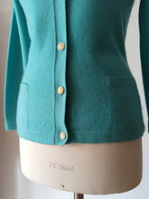 Load image into Gallery viewer, 1950s 1960s - BALLANTYNE, Scotland - Turquoise Thick Cashmere Cardigan