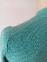 Load image into Gallery viewer, 1950s 1960s - BALLANTYNE, Scotland - Turquoise Thick Cashmere Cardigan
