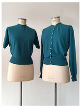 Load image into Gallery viewer, 1950s - LILLY WHITES - HAWICK, Scotland - Petrol Cashmere Twin Set
