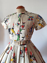 Load image into Gallery viewer, 1950s - ADELINE, Chambery-Paris - Outstanding Novelty Bolero Dress - W27 (68cm)