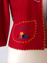 Load image into Gallery viewer, 1940s 1950s - GUILLERMO GUEVARA, Mexico - Red Souvenir Jacket - Sz. XS/S