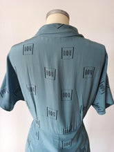 Load image into Gallery viewer, 1950s - Stunning Teal Rayon Silk Dress - W35 (88cm)