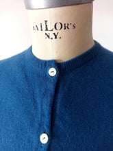 Load image into Gallery viewer, 1950s 1960s - BALLANTYNE, Scotland - Petrol Blue Cashmere Cardigan