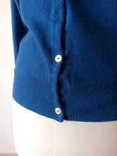 Load image into Gallery viewer, 1950s 1960s - BALLANTYNE, Scotland - Petrol Blue Cashmere Cardigan