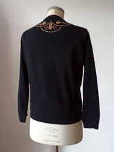 Cargar imagen en el visor de la galería, 1950s 1960s - Stunning Beaded Wool Cardigan - Sz 38