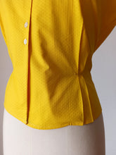 Charger l'image dans la galerie, 1950s - MCD, France - Stunning Yellow Cotton Blouse - Sz 44