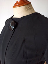 Charger l'image dans la galerie, 1930s - Unreal Art Deco Black Bishop Sleeves Coat Dress - W30 (76cm)