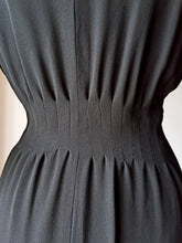 Charger l'image dans la galerie, 1930s - Unreal Art Deco Black Bishop Sleeves Coat Dress - W30 (76cm)