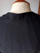 Charger l'image dans la galerie, 1930s - Unreal Art Deco Black Bishop Sleeves Coat Dress - W30 (76cm)