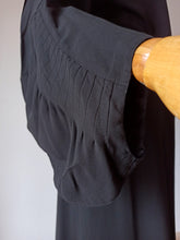Charger l'image dans la galerie, 1930s - Unreal Art Deco Black Bishop Sleeves Coat Dress - W30 (76cm)