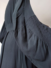 Charger l'image dans la galerie, 1930s - Unreal Art Deco Black Bishop Sleeves Coat Dress - W30 (76cm)