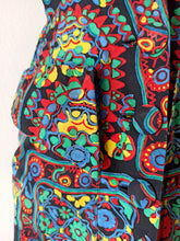 Cargar imagen en el visor de la galería, 1940s - PARIS - Gorgeous Colorful Rayon Dress - W30 (76cm)