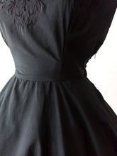 Charger l'image dans la galerie, 1950s - EMIL MÖCKEL, Germany - Stunning Black Satin Dress - W27 (68cm)