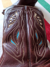 Laden Sie das Bild in den Galerie-Viewer, 1950s - ACME, USA - Gorgeous Brown Turquoise Cowgirl Boots - EU 36/US 6