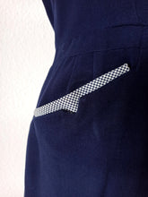 Load image into Gallery viewer, 1940s - PARIS - Stunning Blue Houndstooth Dress - W30 (76cm)