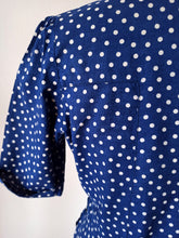 Cargar imagen en el visor de la galería, 1940s - PARIS - Charming Blue Dotted Cotton Dress - W31 (80cm)