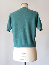Laden Sie das Bild in den Galerie-Viewer, 1950s 1960s - BALLANTYNE, Scotland for HARROD's - Turquoise Cashmere Jumper - Sz 42