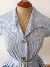 Charger l'image dans la galerie, 1950s - LE SIGNE DE PARIS - Precious Cotton Dress - W26 (66cm)