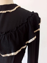 Load image into Gallery viewer, 1930s 1940s - Superb Black Silk Crepe Dress - W28.5 (72cm)