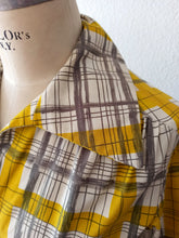 Load image into Gallery viewer, 1950s - Fabulous Yellow Grey Cotton Dress - W27.5 (70cm)