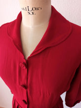 Cargar imagen en el visor de la galería, 1940s - Gorgeous Lipstick Red Rayon Dress - W28.5 (72cm)