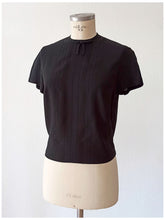 Load image into Gallery viewer, 1950s 1960s - Exquisite Black Rayon Blouse - Sz 42