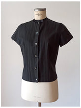 Load image into Gallery viewer, 1950s 1960s - Gorgeous Black Cotton Blouse