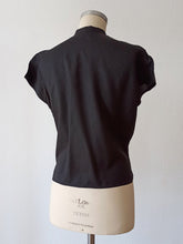 Load image into Gallery viewer, 1950s - Superb Black Silk Oriental Style Blouse - Sz 44