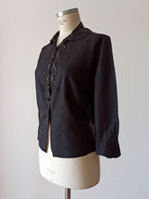 Carica l'immagine nel visualizzatore di Gallery, 1940s 1950s - Exquisite Black Silk Blouse - W39 (100cm)