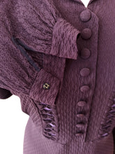 Cargar imagen en el visor de la galería, 1940s - Superb Dark Purple Rayon Dress - W33 (84cm)