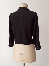 Cargar imagen en el visor de la galería, 1940s 1950s - Superb Black Rayon Silk Blouse - Sz 40