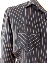 Cargar imagen en el visor de la galería, 1940s 1950s - Stunning Black Striped Satin Blouse