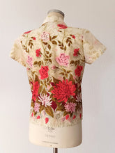 Cargar imagen en el visor de la galería, 1950s - WOLFF Fabrics - Roseprint Cotton Blouse - Sz 40