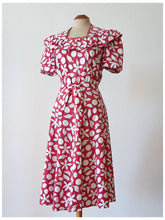 Charger l'image dans la galerie, 1940s - Adorable Puffed Sleeves Cotton Dress - W31.5 (80cm)