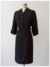 Load image into Gallery viewer, 1940s 1950s - Gorgeous Black Rayon Dress - W39 (100cm)