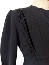 Cargar imagen en el visor de la galería, 1930s - Stunning Art Deco Black Rayon Crepe Dress - W28.5 (72cm)