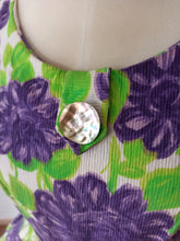 Load image into Gallery viewer, 1950s - Spectacular Acid Green Purple Floral Dress - W29 (74cm)